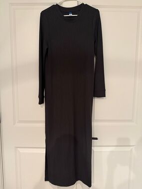 Old Navy Gray Ribbed Long Sleeve Maxi Dress